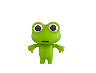 Wall Mural - Little Frog character showing thumb down with two hands in 3d rendering.