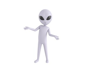 Wall Mural - Grey Alien character spreading his hands in 3d rendering.