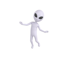 Wall Mural - Grey Alien character flying in the air in 3d rendering.