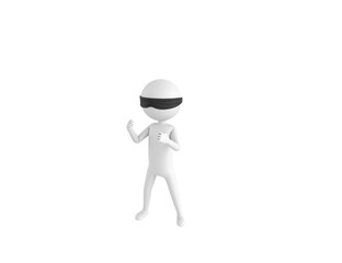 Sticker - Blind Folded Stick Man character fighting in 3d rendering.