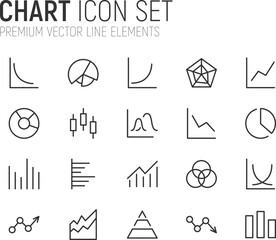 Poster - Simple line set of chart icons.