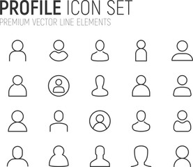 Canvas Print - Simple line set of profile icons.