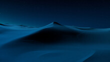 Undulating Sand Dunes Form A Scenic Desert Landscape. Night Background With Blue Gradient Starry Sky.