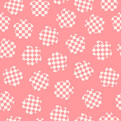 Poster - Retro groovy daisy flowers print with checkered background. Abstract monochrome seamless pattern in style 60s, 70s. Vector illustration