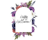 Fototapeta Tulipany - Gothic hand drawn watercolor halloween frames. Suitable for Halloween invitations, gothic wedding, birthday and more