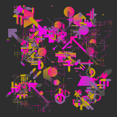 Aufkleber - brutalist art inspired vector pattern graphics made with bold abstract geometric shapes