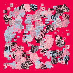 Aufkleber - digital collage graphics pattern made with generative art elements and vector geometric shapes