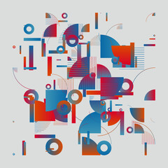 Aufkleber - Swiss Art Aesthetics Vector Graphics Made With Abstract Geometric Shapes And Elements
