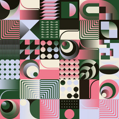 Poster - Lively Trendy Abstract Seamless Pattern Graphic With Art Nouveau Motif Design Elements
