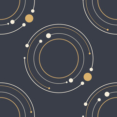 Wall Mural - abstract geometric seamless vector pattern with circles, lines in circle form, dots. design elements