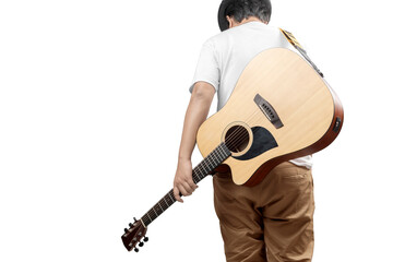 Wall Mural - Rear view of man carrying guitar