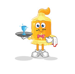 Sticker - sunscreen waiter cartoon. cartoon mascot vector