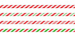 Christmas candy cane straight line border with red and green striped. Xmas seamless line with striped candy lollipop pattern. Christmas element. Vector illustration isolated on white background.