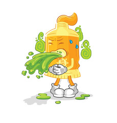 Wall Mural - sunscreen throw up cartoon. cartoon mascot vector