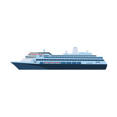 Cruise liner. Flat vector illustrations for nautical navigation. Sea and ocean transport