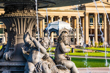 Germany, Baden-Wurttemberg, Stuttgart, Sculptures OfSchlossplatzspringbrunnen Fountain