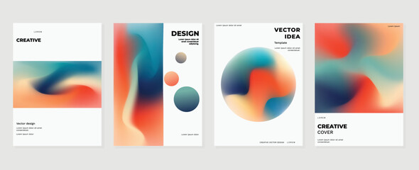 Wall Mural - abstract fluid gradient background vector. minimalist style cover template with shapes, colorful and