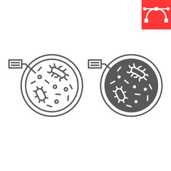 Wall Mural - petri dish line and glyph icon, biology and science, petri dish with bacteria vector icon, vector gr
