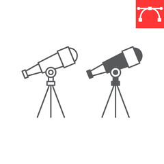 Poster - Telescope line and glyph icon, astronomy and science, telescope vector icon, vector graphics, editable stroke outline sign, eps 10.