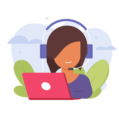 Wall Mural - support customer service agent icon vector or digital call from help desk centre to client assistanc