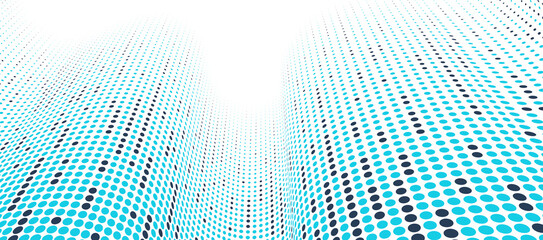 Wall Mural - Dotted vector abstract background, blue dots in perspective flow, multimedia information theme, big data technology image, cool backdrop.