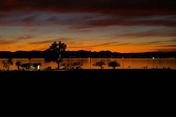 Wall Mural - Dramatic vibrant sunset scenery in Lake Havasu State Park, Arizona