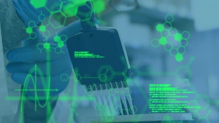 Poster - Animation of data processing over doctor with test tubes