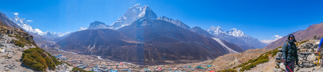 Dingboche village and mount Lhotse - trek to Everest base camp - Nepal Himalayas mountains