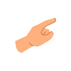 Poster - Hand gesture with forefinger index finger pointing or showing direction. Choose or directing attention, non verbal communication. Flat cartoon, vector in flat style