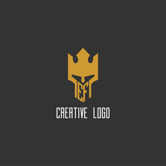 EF initial monogram logo for gaming with creative king spartan image design