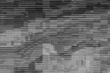 Fototapete - Pixel pattern of a digital glitch / Abstract black and white pixel pattern background of a digital glitch.