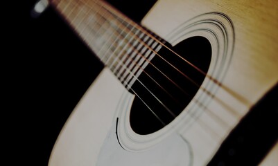 Poster - Guitar. Guitar's chords. Acoustic guitar. Music. Playing music with some friends .Classical music.