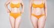© staras - Woman's body before and after weight loss on gray background