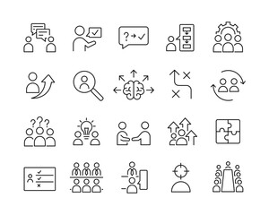 business consulting icons - vector line. editable stroke.