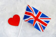 Flag of UK Great Britain with heart sign. Travel visa and citizenship concept