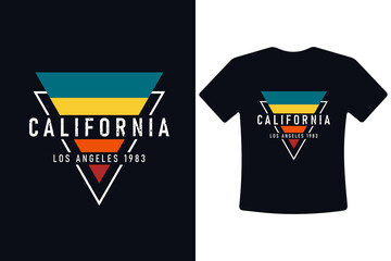 California, Los Angeles vintage style t-shirt design. T shirt print design with the retro color set. Typography for t-shirt design, apparel and clothing