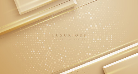 Poster - Geometric background with gold color and 3D style.