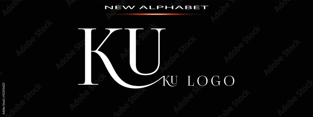 Ku Lettering Monogram KU LOGO Abstract Fashion font alphabet. Minimal modern urban ...
