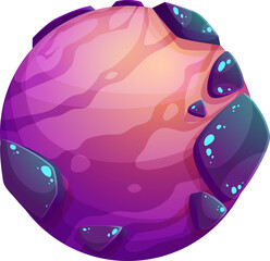 Poster - Cartoon galaxy space planet with mountain craters