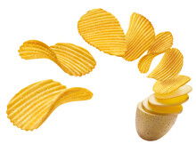 Realistic Potato Turning Into Ripple Wavy Chips
