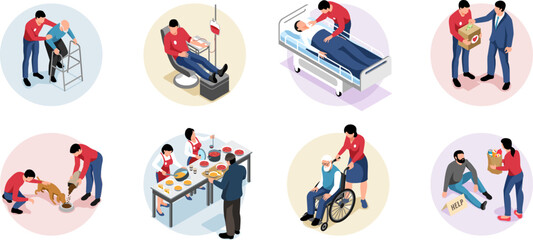 Wall Mural - Volunteering Isometric Set