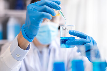 Wall Mural - health care researchers working in life science laboratory, medical science technology research work