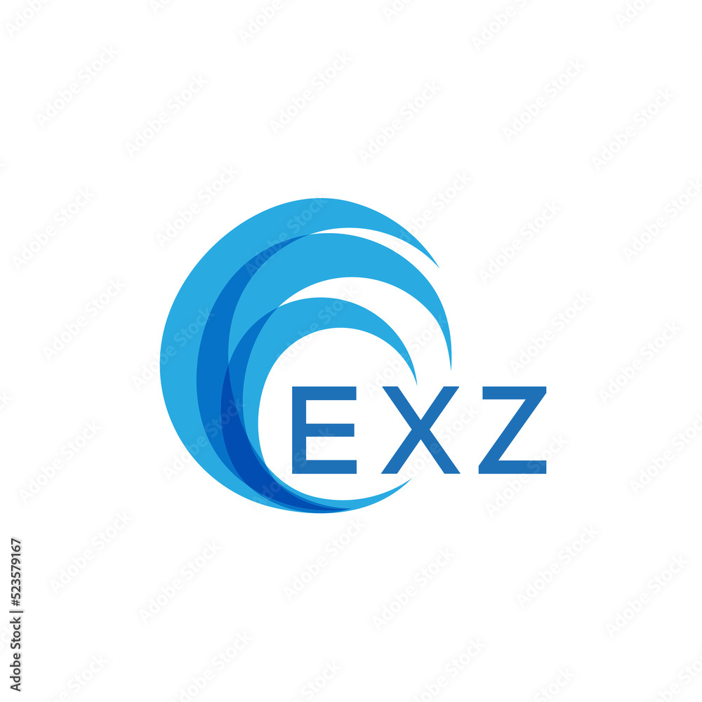 EXZ letter logo. EXZ blue image on white background. EXZ Monogram logo ...