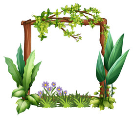 Wall Mural - Frame of liana branches and leaves