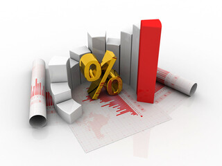 Poster - 3d rendering Stock market online business concept. business Graph with percentage 