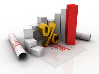 Poster - 3d rendering Stock market online business concept. business Graph with percentage 