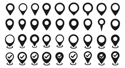 Poster - map pin icon. location pin place marker set