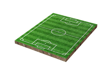 Wall Mural - Green grass soccer or football field isolated on transparent background - PNG format.