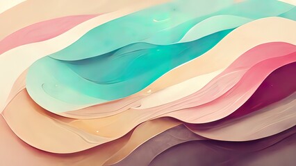 Wall Mural - Colorful pink, pastel colors, liquid shapes background. Texture abstract wallpaper. Cartoon geometric shapes. 4k. 