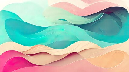 Wall Mural - Colorful pink, pastel colors, liquid shapes background. Texture abstract wallpaper. Cartoon geometric shapes. 4k. 